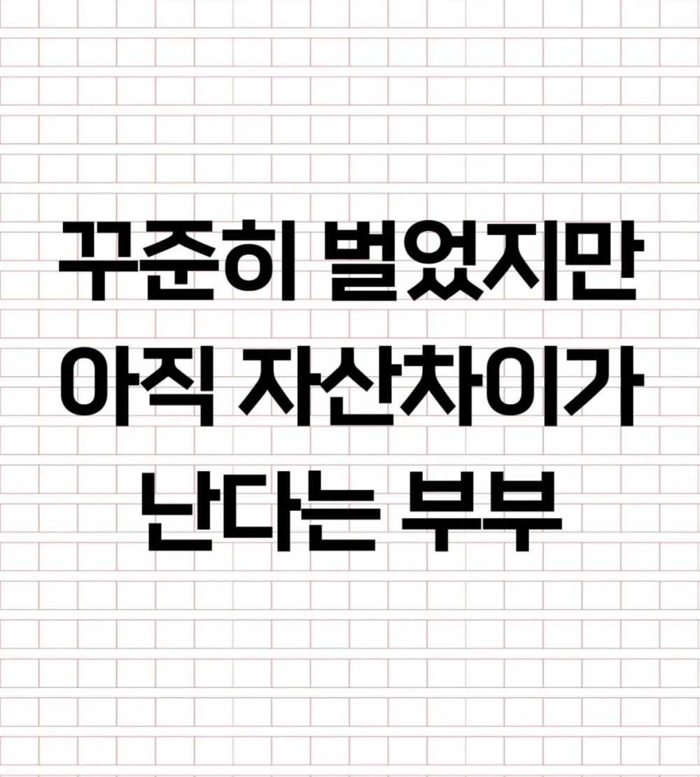 꾸준히 벌었지만 아직 자산차이가 난다는 부부 ㄷㄷ