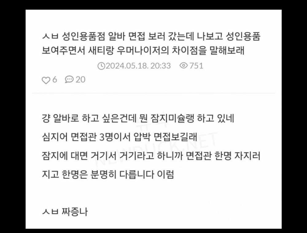 오싹오싹 성인용품점 알바 면접.